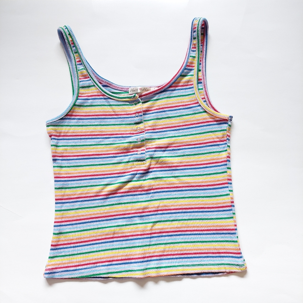 Rainbow crop top, Y2K style, size small
